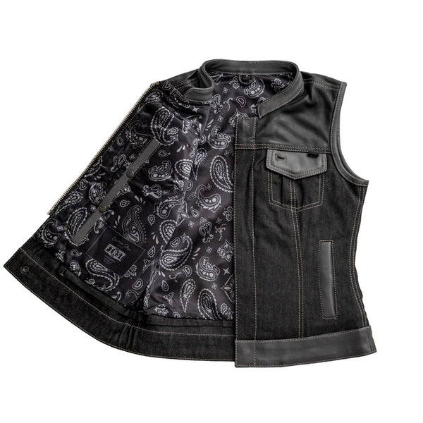 Guardian Women's Club Style Leather/Denim Vest - Limited