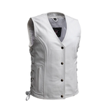 Beryl - Women's Motorcycle Leather Vest - White