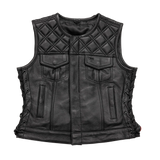 Bonnie - Women's Motorcycle Leather Vest - Diamond Quilt