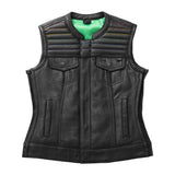 Garland Women's Club Style Motorcycle Leather Vest - Limited Edition