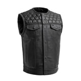 Hornet Men's Club Style Leather Vest - Black