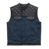 Hunt Club Motorcycle Leather Canvas Vest Blue